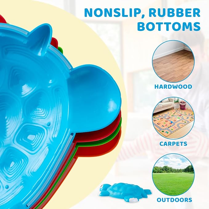 JOYIN Turtle Balance Stepping Stones, 6 Pcs Kids Turtle Jumping Stones Steps Stones Up to 265 Ibs, Toddler Obstacle Course Coordination Game Toys for Ages 3 Years and UP Indoor or Outdoor Play-CubbioJoy