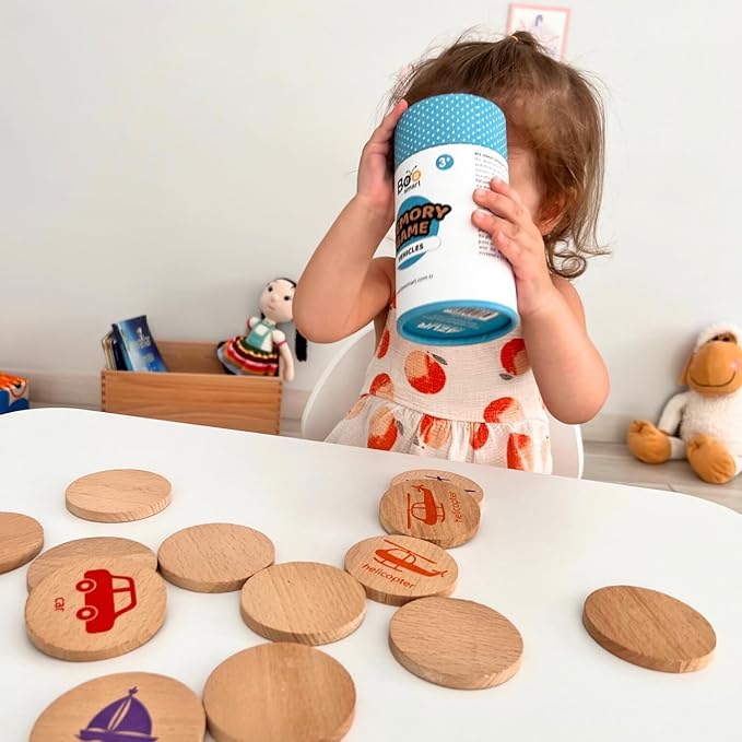 bee smart Wooden Memory Game - Matching Memory Game for Kids 3 and Up, 16Pcs | Educational Toy for Preschool Toddlers Board Games (Robots)-CubbioJoy