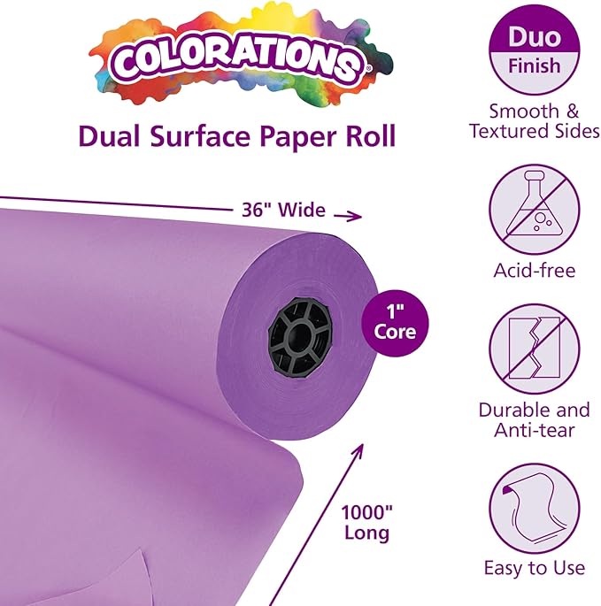 Colorations DSPU Dual Surface Paper Roll, Purple, 36" x 1000' (1 Roll)-CubbioJoy