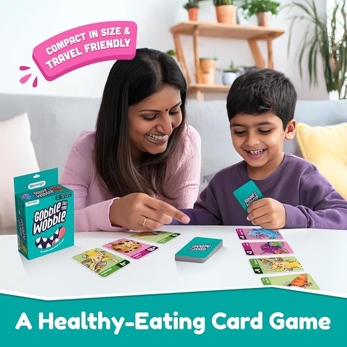Bloomingo Gobble Till You Wobble: Fun Card Game for Kids & Adults; Perfect for Family Gatherings & Travel; Ages 6+; Blue-CubbioJoy