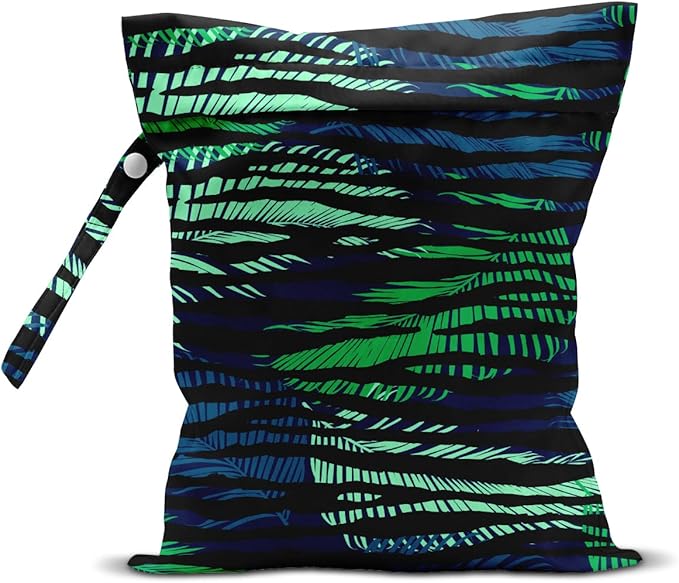 Wet Bag, Wet Dry Bag, Wet Bag for Swimsuit, Travel, Beach, Pool, Diapers, Dirty Yoga Gym Clothes, Makeup Bag, Waterproof Tropical Palm Leaves Decor Jungle Palm Leaf Favors-CubbioJoy