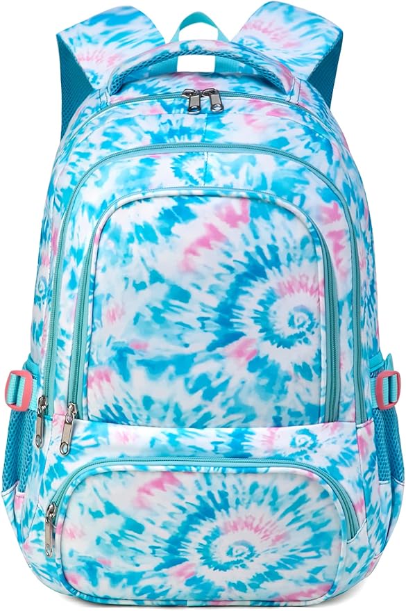 BLUEFAIRY Kids Backpack for Girls Elementary Primary Middle School Bags for Aged 8-10 for Teens Childs Bookbags Back to School Book Bags Mochilas para Niñas de 6 7 8 9 10 Años Tie-dye Blue-CubbioJoy