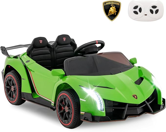 Costzon Ride on Car, Lamborghini Licensed 12V Battery Powered 4WD Sports Car with Remote Control, 3 Speeds, Hydraulic Doors, LED Lights, Towing Wheel, Horn, Music, Electric Vehicle for Kids Aged 3-8-CubbioJoy
