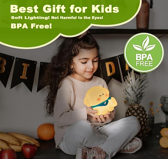 DREAMING MY DREAM Puppy Night Light for Kids Lamp,Soft Silicone Nursery Light for Baby Room and Toddler Toy,Portable Dimmable Rechargeable Animal Lights for Girls and Boys-CubbioJoy