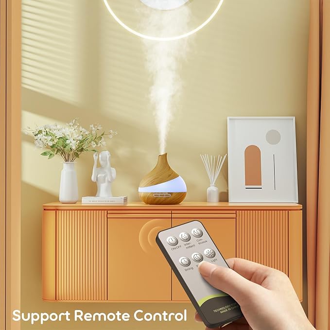500ML Essential Oil Diffuser: Aroma Diffuser with Remote Control for Hotel Spa Yoga Room - Humidifiers for Bedroom with 14 Colors LED Night Light for Kids/Women Home Relaxation-CubbioJoy