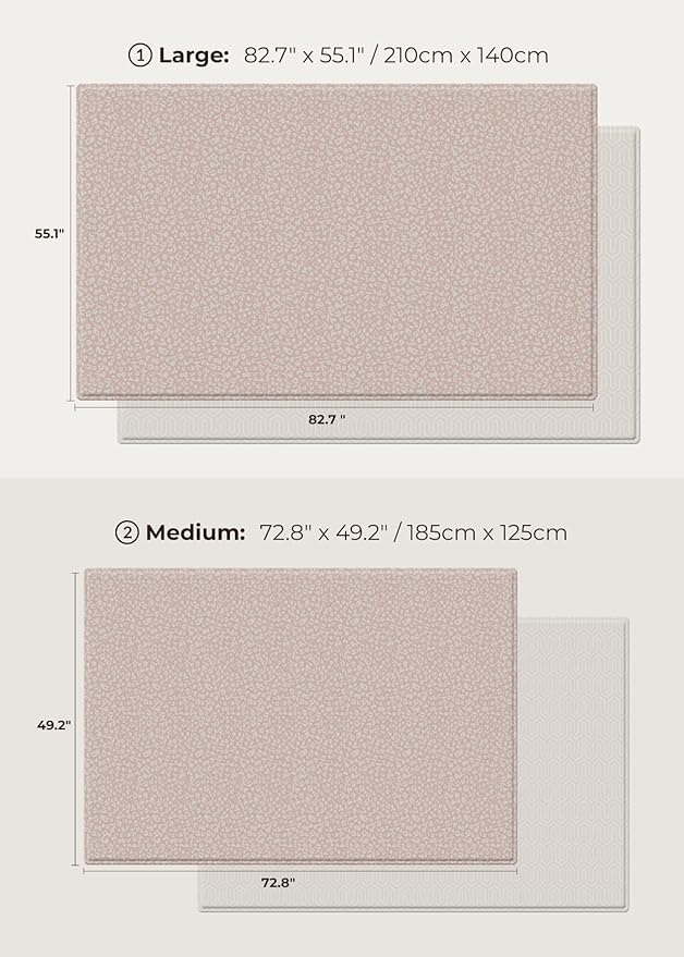 Baby Care Play Mat (Medium, Hygge - Bloom & Entry) 73’’ x 49’’ Original One-Piece Reversible Rollable Waterproof Play Mat for Infants, Babies, Toddler, and Kids-CubbioJoy