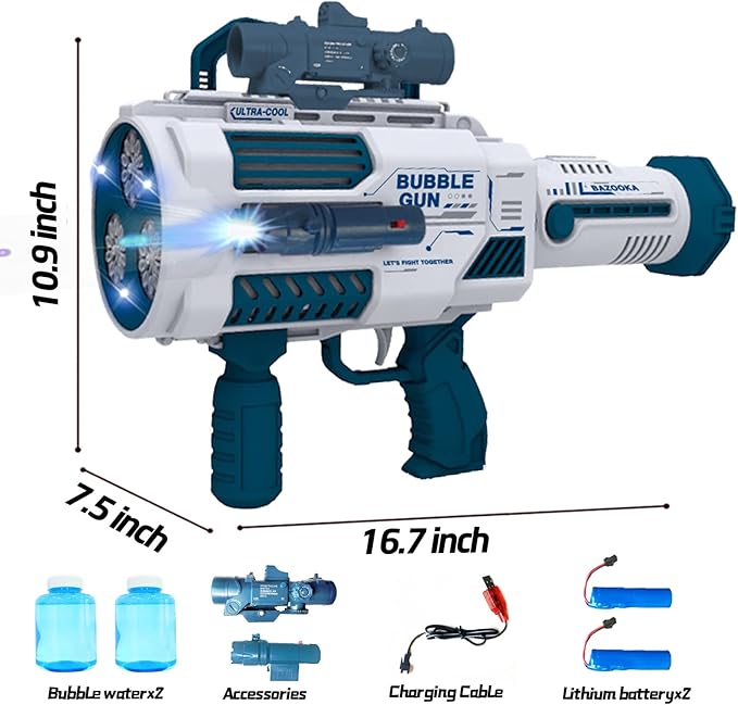 Automatic Gatling Bubble Gun,That Produces Thousands of Bubbles per Minute, Suitable for Children and Adults and Perfect for Indoor and Outdoor Birthday Parties for Girl Boy-CubbioJoy