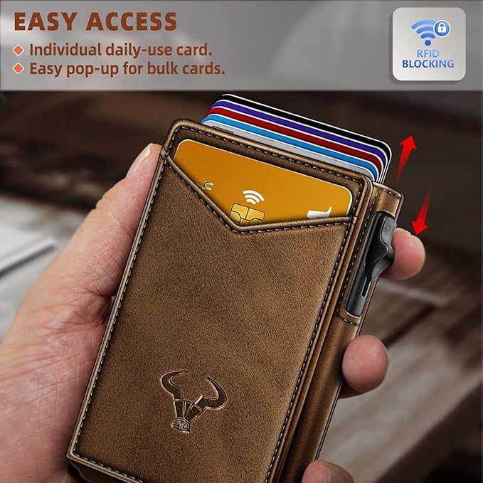 BULLIANT Men Wallet,Money Clip Wallet Slim For Gift Men 9Cards-Metal Credit Card Case in Magnetic Leather Flip-CubbioJoy