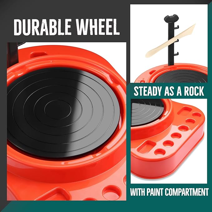 Insnug Pottery Wheel for Kids - Complete Pottery Kit for Beginners, Upgraded Sculpting Clay Tools, Air Dry Clay & Arts Supplies, Mini Pottery Wheel Crafts Kits for Kids Girls Boys Ages 8-12-CubbioJoy