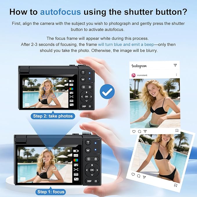 Digital Camera, 4K 64MP Cameras for Photography with 3" 180° Flip Screen,Macro and Wide-Angle Lenses,16X Vlogging Camera for YouTube with 64GB Micro SD Card for Beginner, Teens-CubbioJoy