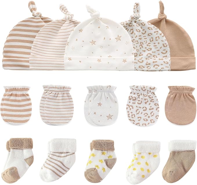 Baby Hats Mittens and Socks Set Cotton Newborn Hat Beanie Soft Infant Girls Boys Caps Gloves 0-6 month-CubbioJoy