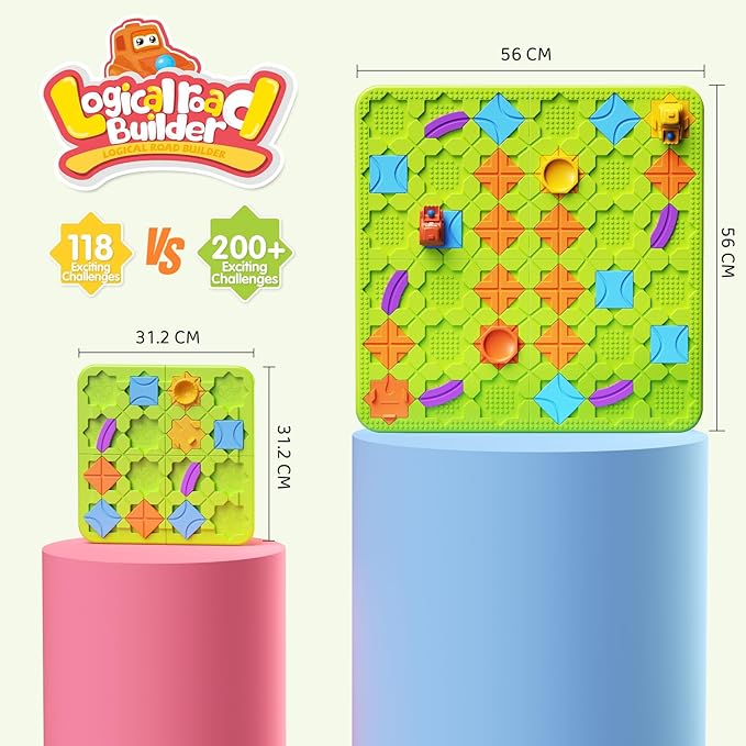 Brain Stem Activity Logic Kits, Board Teaser Games & Puzzles Toys with 200+ Challenges, 4 Difficulty Levels for Kids Ages 3-10, Educational Learning Maze Games for Toddlers-CubbioJoy