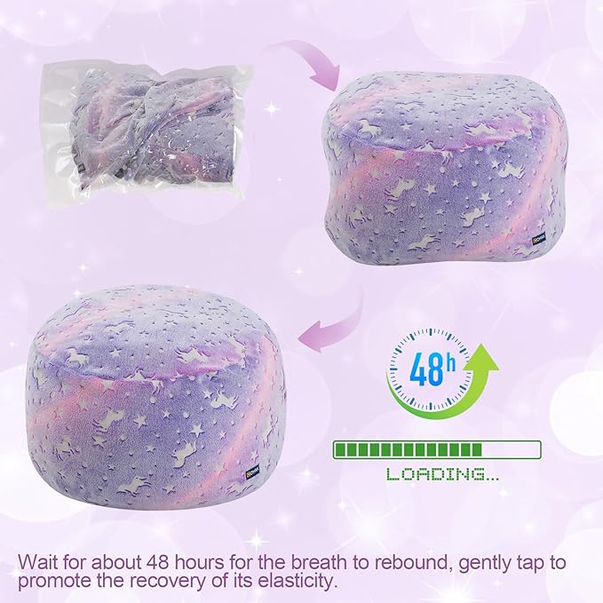 COMAX Kids Bean Bag Chair Turn into Beanbag Bed, Toddler Bean Chair for Girl Boy Sleeping, Lazy Children Bean Bags with Filler, Convertible Child Floor Mattress, Purple Unicorn-CubbioJoy
