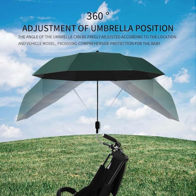 Clip-on Umbrella for Stroller Sunshade, Adjustable Steering Angle, Handle Included, Compact and Lightweight, Suitable for All Kinds of Strollers-CubbioJoy