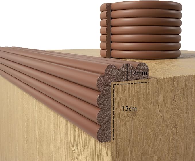 Baby Proofing Wall Corner Protector,Edge Guard Corner Protector,6.56ft Thinken Soft Corner Protectors Pre-Taped Soft Rubber Foam Edge Cushion for Furniture (Coffee Brown, 6.56Ft x 5.9" W x 0.47" Th)-CubbioJoy