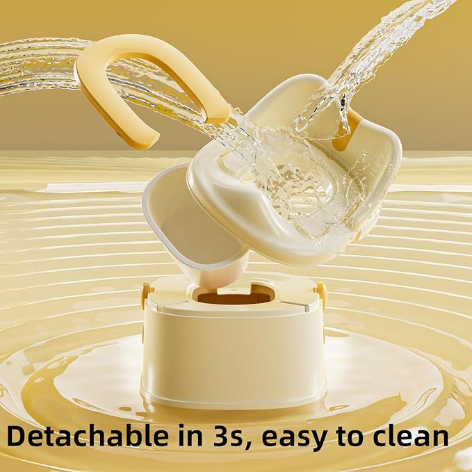 3 in 1 Toddler Potty Training Toilet Seat with Steps Ladder, Foldable Potty Train Chair Adapter for Toddlers Kids Boys Girls, Yellow-CubbioJoy