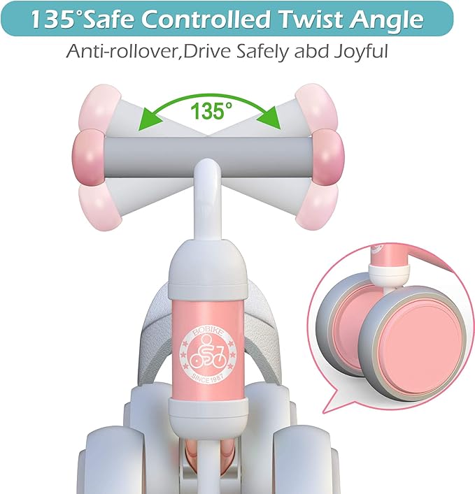 Baby Balance Bike Toys for 12-36 Months Kids Toy Boy and Girls Gifts Toddler Best First Birthday Gift Children Walker No Pedal Infant 4 Wheels Bicycle (Classic, Pink)-CubbioJoy