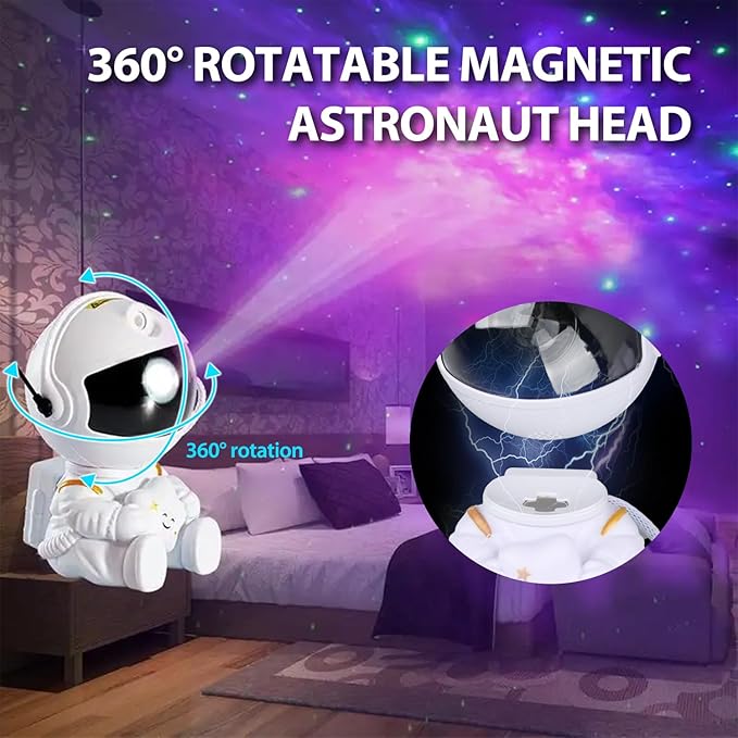 Astronaut Star Projector, Star Projector Galaxy Light for Kids，8 Modes Remote and 270° Adjustable Led Lights for Bedroom, Girls Room Decoration, Home Theater, Ceiling, Timer(Original White)-CubbioJoy