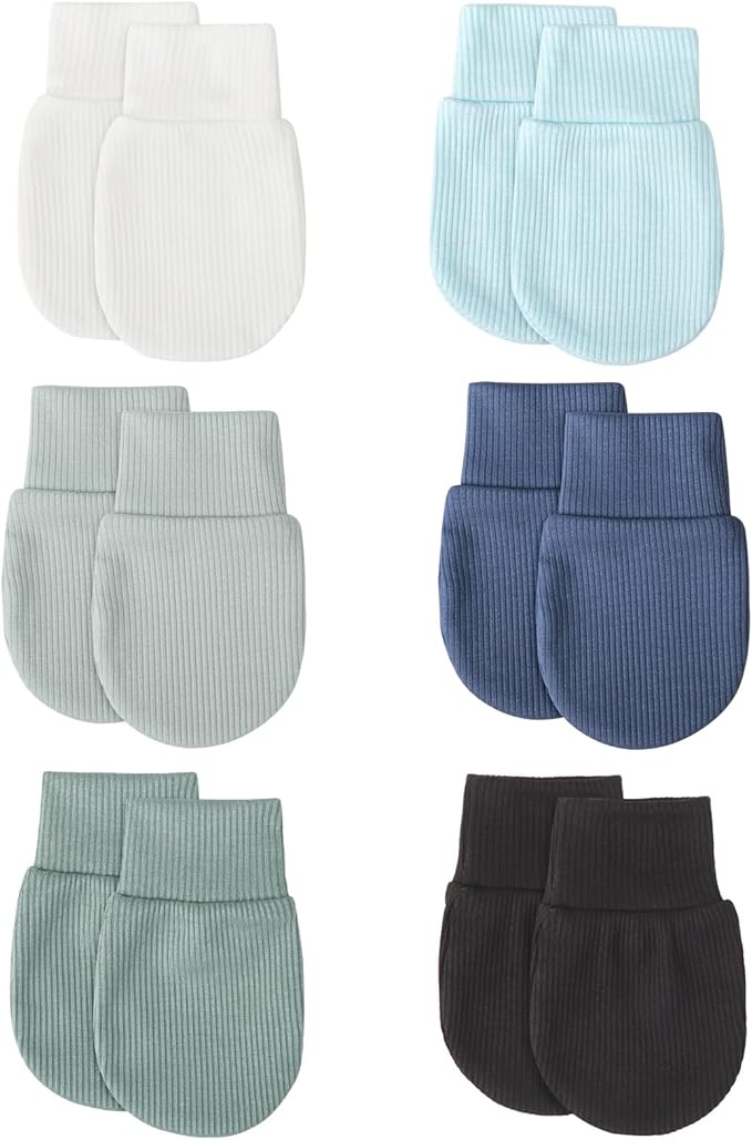 BQUBO 6 Pairs Newborn Baby Boys Girls Mittens 0-6 Months Unisex-Baby Infant Mittens Elastic No Scratch Wrist Gloves-CubbioJoy