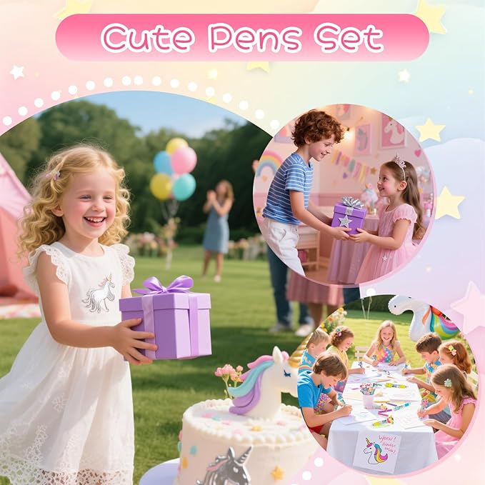 30Pcs Mini Multicolor Pens in One 4-in-1 Cute Pens Bulk for Kids, Ballpoint Pen for Birthdays and Children's Parties, Fun Gifts Assorted Ink Kawaii Pen(unicorn)-CubbioJoy