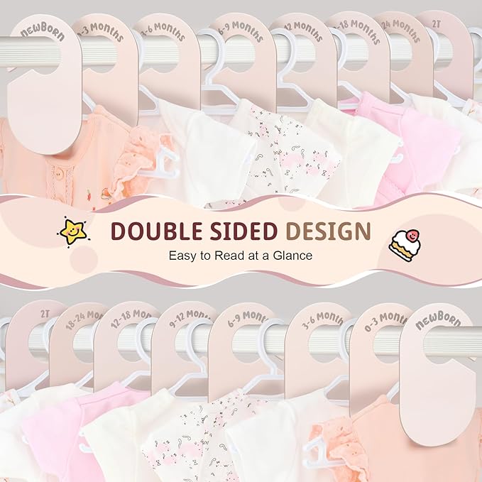 Baby Closet Dividers, Double Sided Nursery Clothes Size Separators for Newborn to 2T, Round, Neutral, 8 Pcs-CubbioJoy