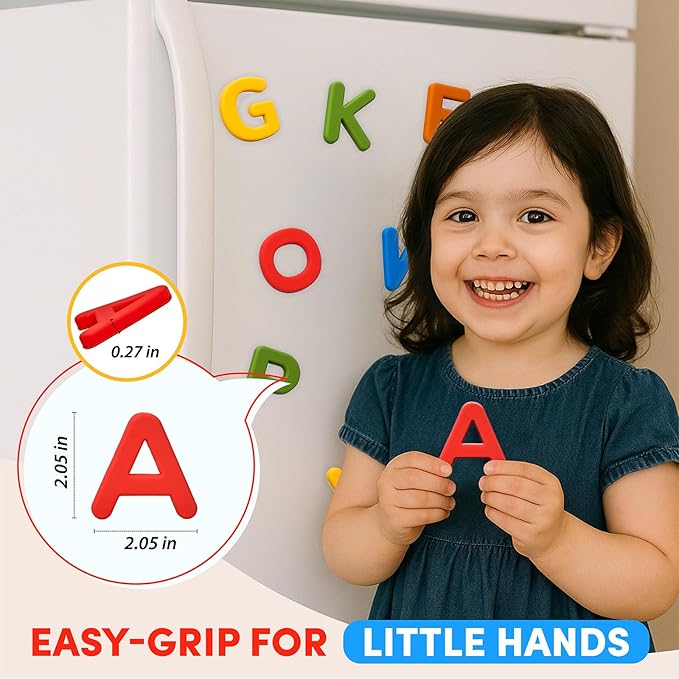 JoyCat Silicone Alphabet Magnetic Letters, 26 Uppercase ABC Fridge Magnets for Toddlers 1-3 & Kids, Baby Learning Refrigerator Toy Set, Preschool Birthday Gifts for Boys & Girls (Vibrant Color)-CubbioJoy