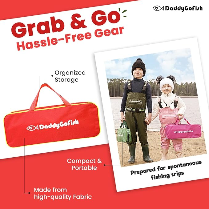 DaddyGoFish Kids Fishing Pole - Rod Reel Combo Tackle Box Starter Set - First Year Small Gear Kit for Boys Girls Toddler Youth Age Beginner Little Children-CubbioJoy