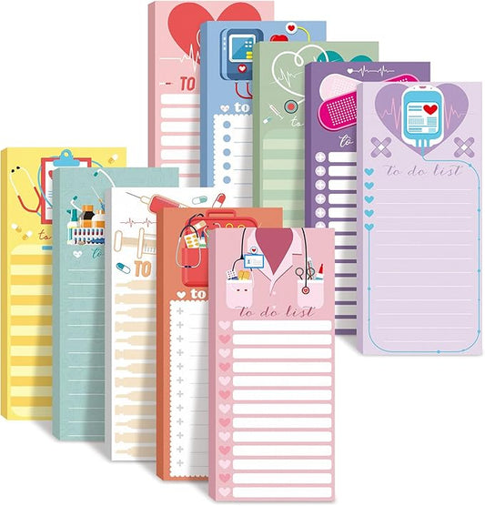 Censen 10 Pack 500 Sheets To Do List Notes Daily Checklist Notepads with 50 Sheets Each Undated Color Memo Pad Block Shopping List Pad Weekly Plan Notepad Organizer Planners(Colorful,Nurse)-CubbioJoy
