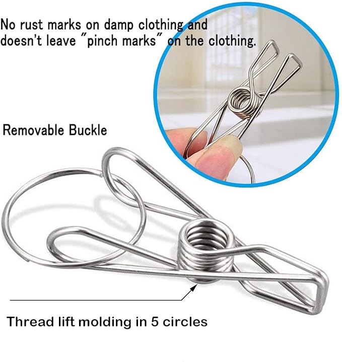 CenYouful Stainless Steel Round Hanging Drying Rack with 20 Clips for Drying Socks, Baby Clothes, Bras, Towel, Underwear, Hat, Scarf, Pants, Gloves-CubbioJoy