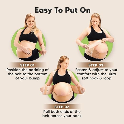 2-in-1 Maternity Belly Bands for Pregnant Women - Easy to Use Pregnancy Belly Support Band for Back, Pelvic, Hip, Adjustable Maternity Belt Support, Comfortable & Soft (Classic Ivory, One Size)-CubbioJoy