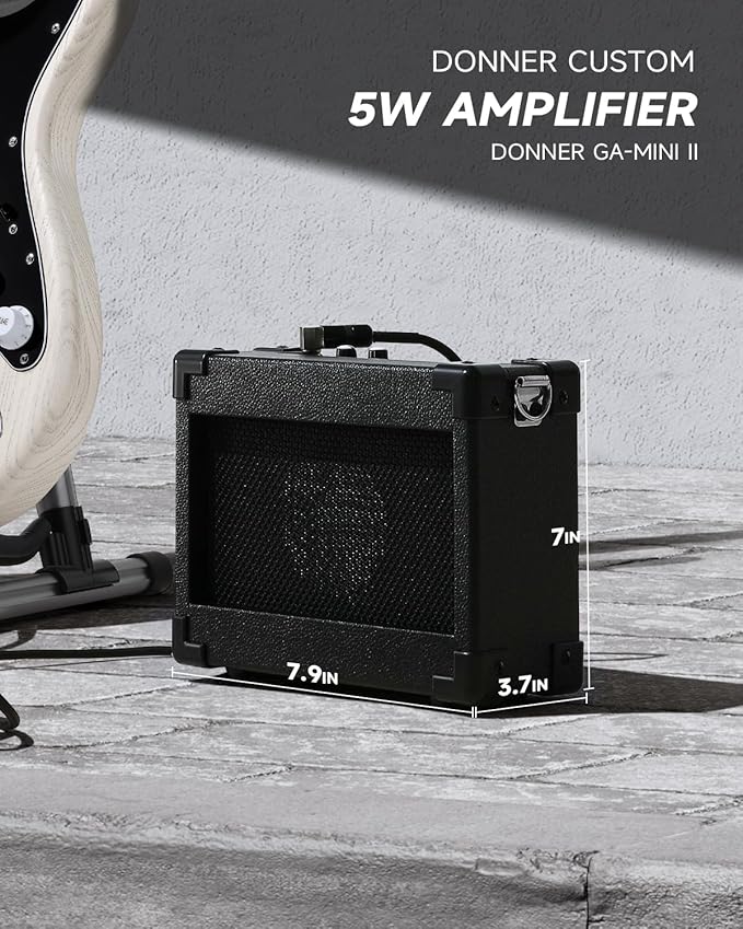 DONNER DST-80 Electric Guitar 39” Beginner Electric Guitar Kit with Amp, Classic SSS Pickup Complete with Gig Bag, Tuner, Capo, Strap, Picks, and Free Online Lessons, Bone White-CubbioJoy