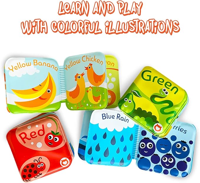 BabyBibi Floating Baby Bath Books for Baby. Kids Learning Bath Toys. Waterproof Bathtime Toys for Toddlers. Kids Educational Infant Bath Toys. (Set of 4: Color Recognition Bath Books)-CubbioJoy