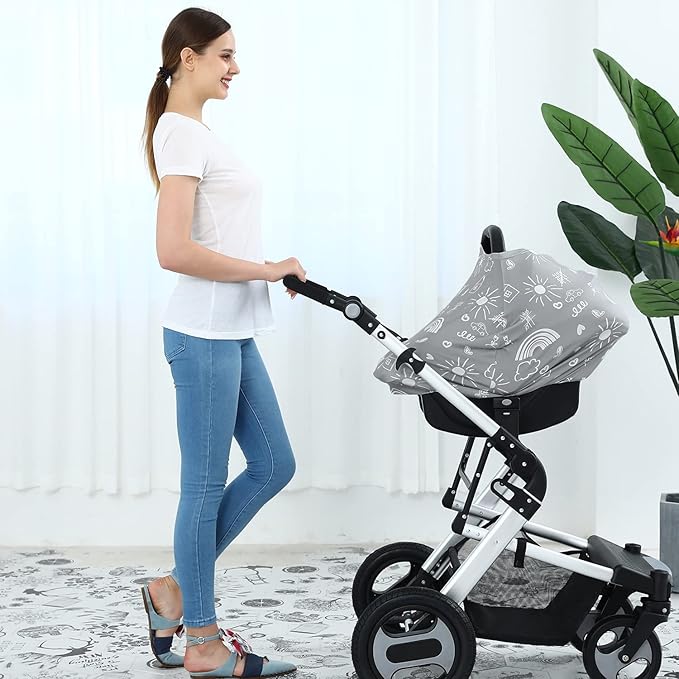 Carseat Canopy Breastfeeding Cover - Multi Use Infant Stroller Cover, Car Seat Covers for Babies, Baby Shower Gifts for Boys and Girls (Creativity)-CubbioJoy