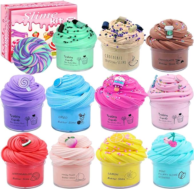 Butter Slime Kit for Girls and Boys 11pack with Scent,Stretchy and Non-Sticky,Stress Relief Fidget Toy,Birthday Gift and Party Favors Easter Basket Stuffers Christmas Party Supplies-CubbioJoy