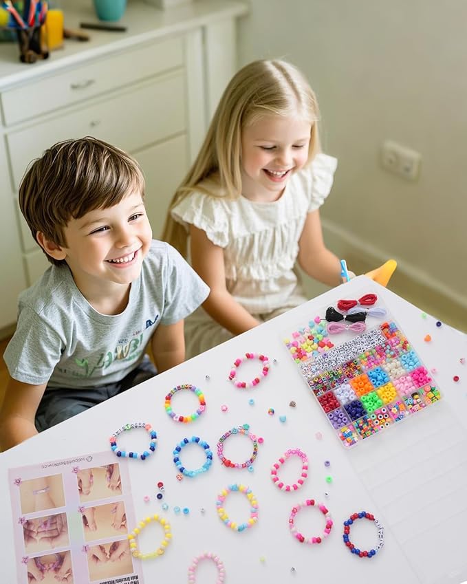BestNow Bracelet Making Kit Beads for Bracelets Pony Beads Polymer Clay Beads Smile Face Beads Letter Beads for Jewelry Making DIY Arts and Crafts Gifts Toys for Girls Age 6-12-CubbioJoy