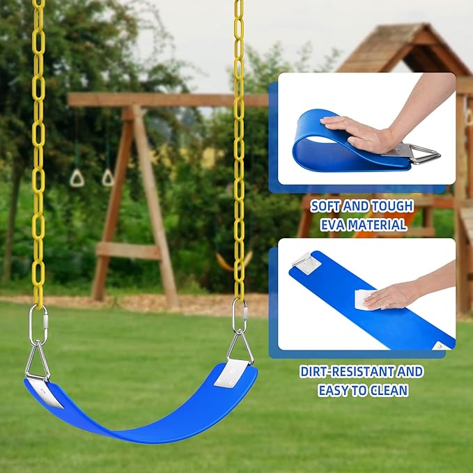 AGPTEK Toddler Swing Set, Heavy Duty Bucket Swing with Adjustable Rope, Toddler Cute Shape with 250 LB and 150 LB Capacity - Blue-CubbioJoy