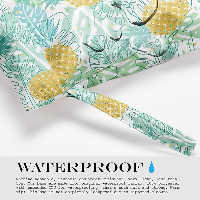 Wet Bag, Wet Dry Bag, Wet Bag for Swimsuit, Travel, Beach, Pool, Diapers, Dirty Yoga Gym Clothes, Makeup Bag, Waterproof Tropical Palm Leaves Decor Jungle Palm Leaf Favors-CubbioJoy