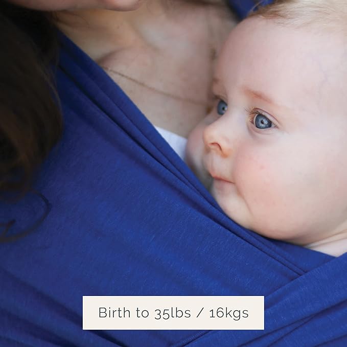 Boba Baby Wrap Carrier – Original Baby Sling Carrier for Newborns (7–35 lbs), Soft, Secure, Hands-Free & Ergonomic, Ideal for Comfortable Bonding, New Parents (Serenity Dark Blue)-CubbioJoy