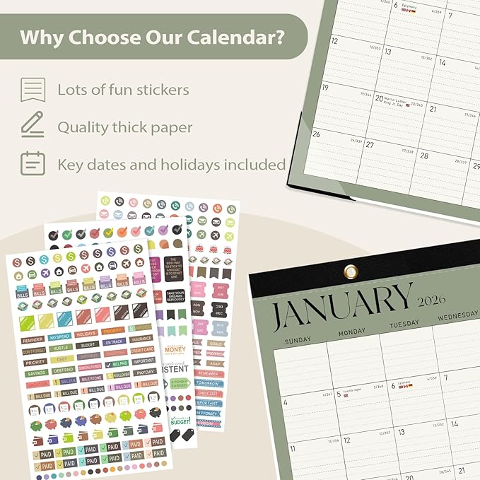 Desk Calendar 2025-2026, Runs Until December 2026 - Large Size 17" x 12" Desktop/Wall Monthly Calendar with To Do List, Personal Desk Calendar Planner for Home, School, Office-CubbioJoy