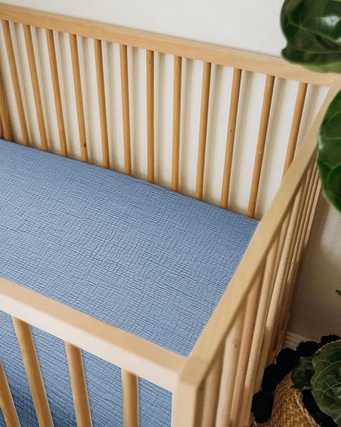 Bassinet Sheet for Baby Boy and Girl, Fitted Sheets for Rectangle, Oval, Hourglass Bassinet Mattress, Muslin Moses Basket Sheets with Neutral Style (Costume Blue)-CubbioJoy