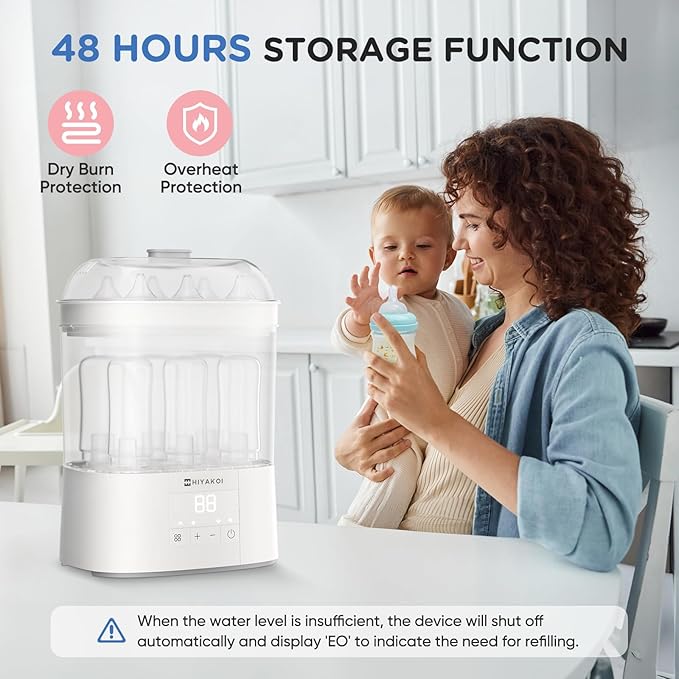 Bottle Sterilizer and Dryer, HIYAKOI Electric Steam Baby Bottle Sterilizer and Dryer, All-in-One Sterilizer 2 Layers Large for Baby Bottles, Parts & Other Newborn Essentials - HEPA Filtration-CubbioJoy