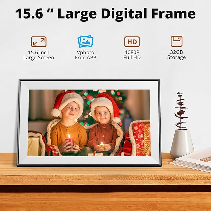 Dragon Touch 15.6 Inch Large Digital Picture Frame - WiFi Digital Photo Frame with 32GB Storage, FHD 1080P Touch Screen, Auto-Rotate, Share Photos/Videos Instantly via Free App Best Gifts for Mom-CubbioJoy
