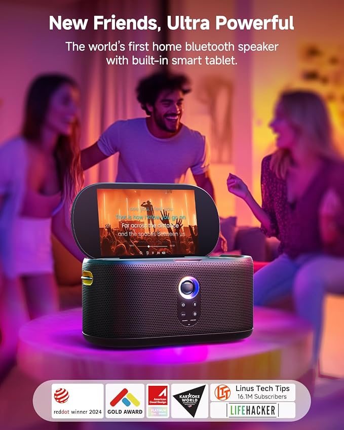 Karaoke Machine for Adults, with Lyrics Display, Karaoke System for YouTube, 280W Speaker, Autotune & EQ, Connect to TV, Portable PA System with 2 Wireless Microphones for Home Outdoor Party-CubbioJoy