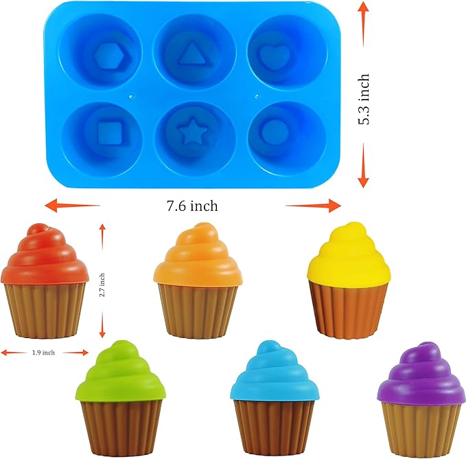 Cupcake Toy Toddler Toy Learning Colors and Shape-Shape Sorting Toys for Toddlers-Geometry Manipulatives Toddler Sensory Toys for Kids 1-3 - Child Montessori Toys for 18 Month Old Girls Boys-CubbioJoy