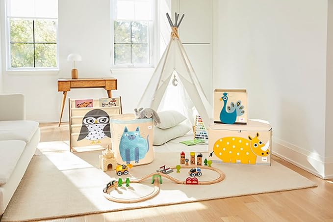 3 Sprouts Toy Storage Organizer: Toy Box Cube Organizer for Playroom, Nursery - Foldable Storage Bin - Peacock-CubbioJoy