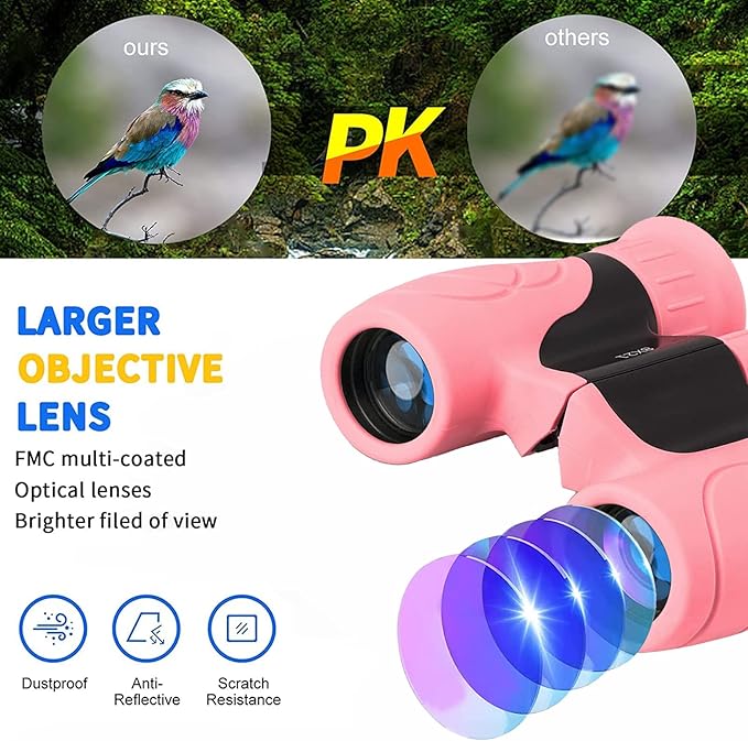 Binoculars for Kids,Compact Kids Binoculars 8x21 High-Resolution for Bird Watching, Camping, Exploration, Hiking, Hunting, Sports Events and Safari Park Gifts for 3-12 Year Boys Girls-CubbioJoy