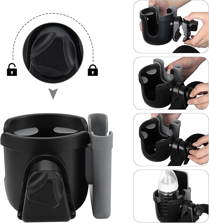 Accmor Stroller Cup Holder with Phone Holder, Bike Cup Holder, Universal Cup Holder for Uppababy Nuna Doona Strollers, 2-in-1 Cup Phone Holder for Stroller, Bike, Wheelchair, Walker, Scooter-CubbioJoy