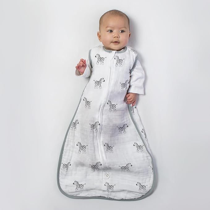 Amazing Baby Cotton Muslin Sleeping Sack, For Baby Boy or Girl, Wearable Blanket with 2-way Zipper, Zebras, Black, Small (0-6 Month)-CubbioJoy