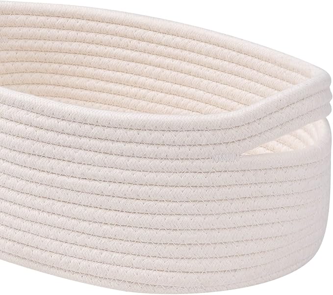 Baskets&Bins for Shelf Storage Organizing/Cute Basket to Store and Organize Household Items/Woven Rope Basket for Living Room, Bedroom,Playroom,3 Packs Off White-CubbioJoy