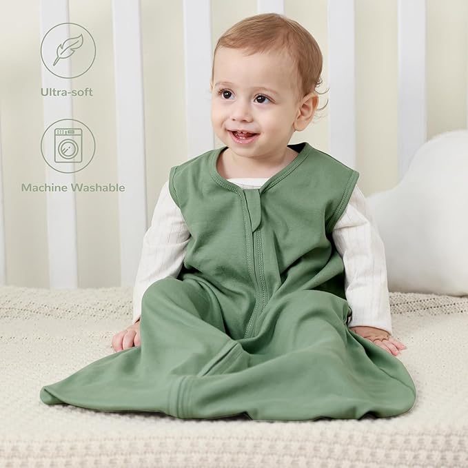 JELLYMONI Baby Sleep Sack 12-18 Months 100% Cotton Wearable Blanket, 0.5 TOG Soft Lightweight Toddler Sleeping Sack 3 Pack 2-Way Zipper Newborn Sleep Sacks-CubbioJoy